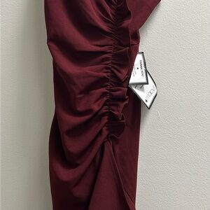 Aqua Burgundy Ruched Dress